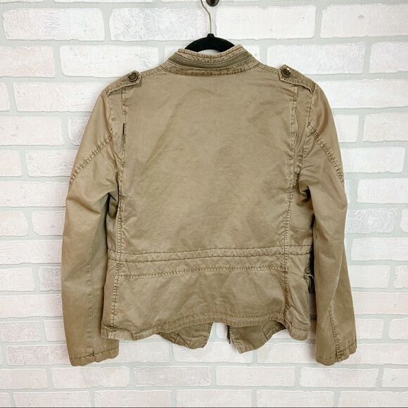 Zara Studded Olive Cargo Military Style Jacket - Picture 9 of 9